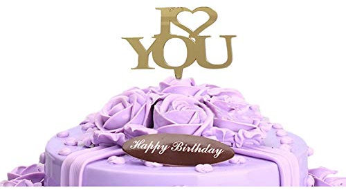 I Love You Cake Topper, Gold