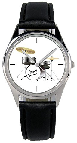 KIESENBERG Armbanduhr Schlagzeug Geschenk Artikel Idee Fan Damen Herren Unisex Analog Quartz Lederarmband Uhr 36mm Durchmesser B-20012
