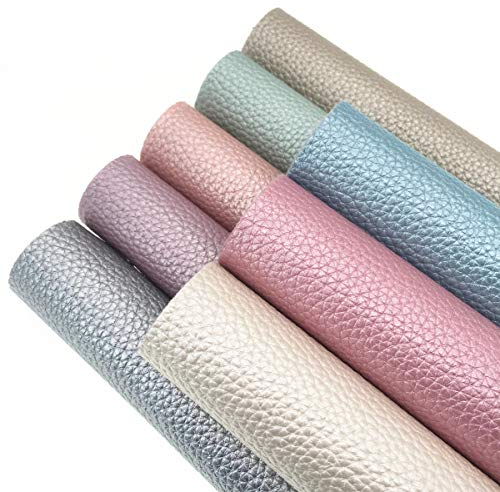 Zaione 20 cm x 30 cm Bögen bunte verschiedene Styles verschiedene Kombinationen Basteln Stoff Leder Glitzer für DIY Schleife Applikation 8 Colors Soft Pearl Lustrous Lychee Faux Leather