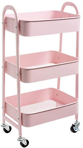 AGTEK Schminkwagen, beweglicher Rollwagen rose