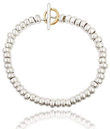 ViMon gioielli, Bracciale Rondelle in argento 925,chiusura anello brisè placcato oro giallo, lunghezza su richiesta
