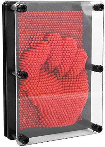 Hztyyier 3D Clone Pin Art Jouet Classique Pin Sculpture Conseil pour Enfants Adultes en Plastique Main Visage Modèle Bureau Décoration Clone Pin Art(Rouge)