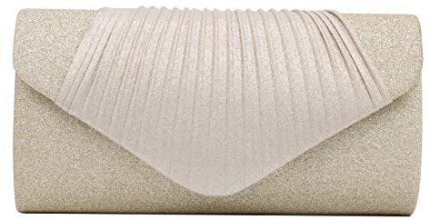 Neuleben Clutch Glitzer Abendtasche Damen Kettentasche mit abnehmbaren Kette für Hochzeit Party (Gold)