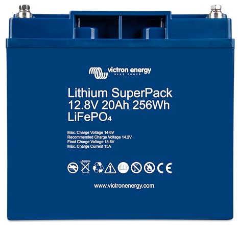 Victron Energy Lithium Batterie SuperPack 12,8V 20Ah (M5) – Kompakter LiFePO-Akku mit integriertem BMS und Sicherheitsabschaltung