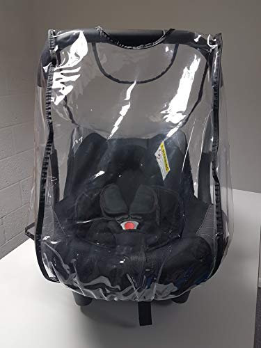 Rain cover for the Maxi Cosi Pebble car seat, made in the UK from supersoft clear PVC with vents