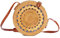 Ulisty Femmes Fait Main Rond Creux-sculptés Sac en rotin Tissés à la Main Cercle Sac de Paille Panier Sac de Plage d'été Sac d'épaule Sac bandoulière