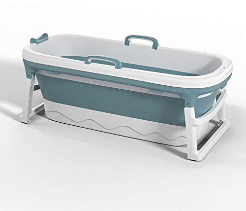 Vasca da Bagno per Adulti Portatile,Vasca da Bagno Pieghevole in Plastica Ispessita,Secchio Fumante, Casa Sauna, Vasca da Bagno per Bambini (Blu) (115 * 62 * 52 cm)