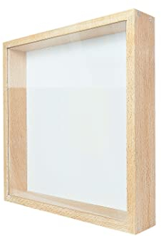 Demiriola' tiefer 3D BILDERRAHMEN | Buche-Natur-Weiß | 25x25x5Cm | Holz/Glas (Acryl) | Objektbilderrahmen zum befüllen | Garantie