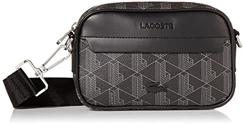 Lacoste Herren The Blend Small Monogram Canvas Crossbody Bag, Schwarz, Einheitsgröße, Schwarzes Monogramm, Einheitsgröße