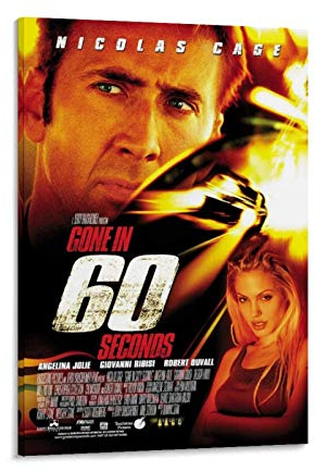 YANDING Filmposter Gone in 60 Seconds, Leinwandkunst, Poster und Wandkunst, Bild, moderner Familienschlafzimmerdekoration, 60 x 90 cm
