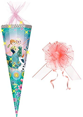alles-meine.de GmbH 3-D Glitzer Effekt ! - Schultüte - Frozen - die Eiskönigin - 85 cm / 12 eckig - incl. Schleife - Organza Abschluß - Zuckertüte - mit/ohne Kunststoff S..