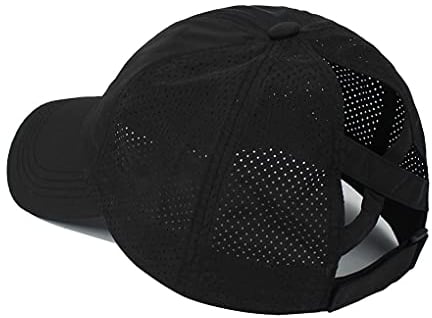 Hadwii Baseball Cap Damen Mesh Pferdeschwanz Baseball Hut Atmungsaktiv Sonnenhut Sonnenschutz Kappe Schnell trocknender Hut Einheitsgröße Kopfumfang 56-58cm,Schwarz