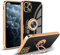 Newseego Compatible iPhone 11 Case, Electroplated Soft Silicone Shockproof Protective Cover 360 Degree with Rotation Magnetic Car Finger Ring Holder - Black