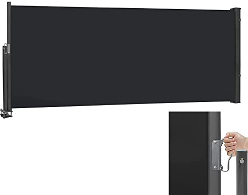 XMTECH Seitenmarkise Wandmarkise 140 x 300 cm Anthrazit, ausziehbar,Sichtschut Markise, Seitenrollo,Blickdicht, Sonnen- & Windschutz für Balkon, Terrasse, Garten
