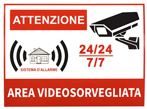 Adesivi Allarme Casa Set di 10, Etichette Videosorveglianza Allarme Polizia, Adesivi Dissuasivi Allarme Impermeabile Anti UV Forte viscosità - 8 * 6CM