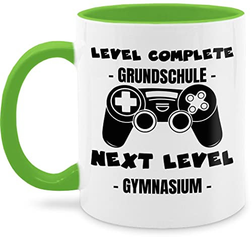 Tasse Tassen 325ml - Einschulung Geschenk Schulanfang - Level complete - next level Gymnasium - 325 ml - Hellgrün - schulwechsel einschultasse schulanfangsgeschenke gymi fanmug 5.klasse