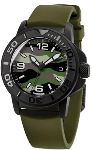Undone AQUA PVD CAMO GREEN Automatische Stahl Schwarz Diver Silikon Grün Saphir Keramik Uhr Herren, grün, Armband