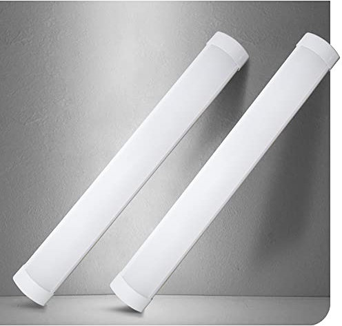 2Ft LED Batten Light, 1800LM 16W 6500K, 2-Pack Slim Profile Dust-Proof, Flexible Surface Mounted Linear Ceiling Garage Light, No Ground Required