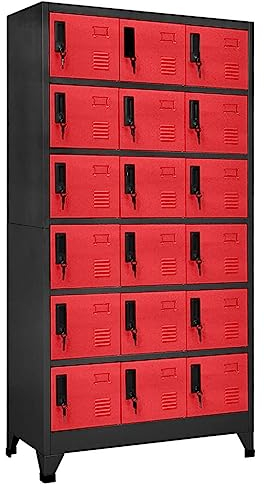 vidaXL Schließfachschrank Spind Schrank Umkleideschrank Metallschrank Fächerschrank Aktenschrank Büroschrank Lagerschrank Anthrazit Rot 90x40x180cm Stahl