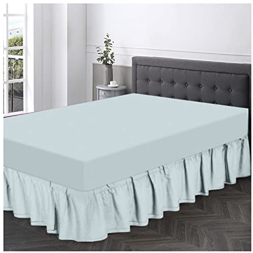 Premium-Qualität, Volant-Bettlaken, King-Size-Größe, einfarbiger Bettrock & Wraps, Luxus-Bettlaken, maschinenwaschbar, Himmelblau