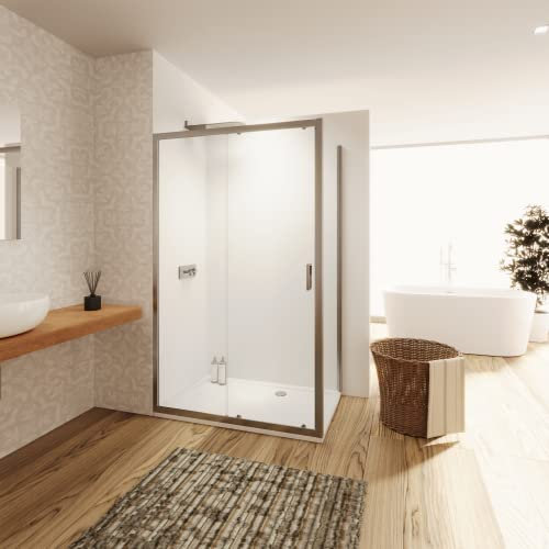 Box Doccia Angolare 70x150cm con Apertura Scorrevole da 150cm e Parete Fissa da 70cm con Vetro Temperato Trasparente da 6mm Antinfortunistico con Trattamento Anticalcare Altezza 190cm
