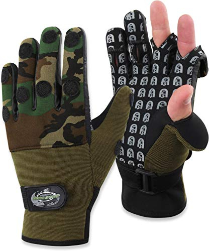 normani Camou Tarnhandschuhe zum Angeln Wasser- und Winddicht Angelhandschuhe Fleecegefüttert Fishingsports Anglerhandschuhe 2,5 mm Titanium-Neopren Farbe Camou Größe M