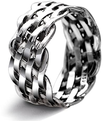 Herrenringe, S925 Sterling Silber Verlobungsring Weben Ring für Männer