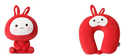 Cute Penguin Neck Support Pillow, 2in1 Travel Pillow Zip and Flip U Shaped Neck Pillow, Kids Soft Stuff Travel Pillow, Cartoon Animal Neck Support Pillow Gift for Camping Hiking Car Airplane(Red)