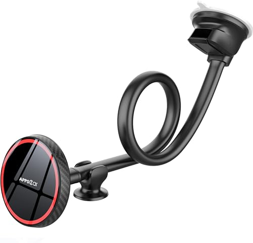 APPS2Car for Magsafe Car Mount Magnetic Phone Holder Upgraded 13-Inch Long Arm Suction Cup Windshield Mount fits iPhone 16 Pro Max Plus 15 14 13 12 Mini