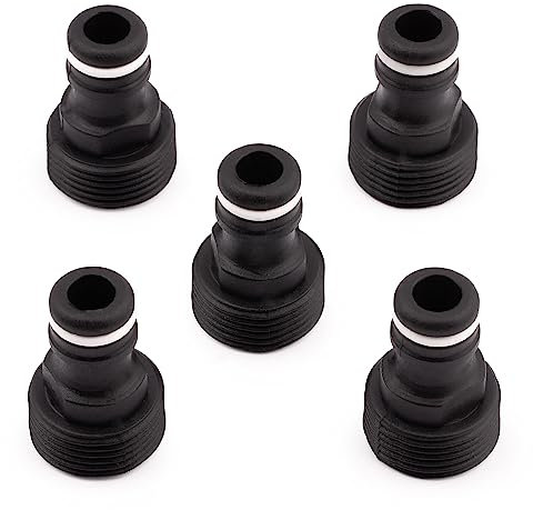 Mivos 5 connettori per rubinetti con filettatura interna da 3/4 pollici BSP (24,1 mm) – Attacco per rubinetto con attacco rapido per tubo da giardino – Realizzato in plastica riciclata al 90%