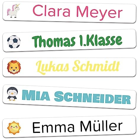 Namensaufkleber Kinder Schule für Schulsachen und Gegenstände (60 Stück) - Wasserfeste Namensschilder - Kita und Schule (Waldtiere)