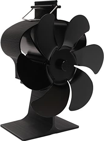 6 Blades Stove Fan 6 Blades Heat Powered Stove Fan Non Electric Self Starting Fireplace Fan High TemperatureFan Crown Black