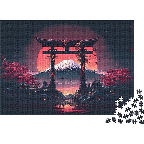 Puzzles 1000 Teile Mount Fuji Puzzle für Erwachsene Holzbrettpuzzles Weihnachtspuzzlegeschenke 75x50cm