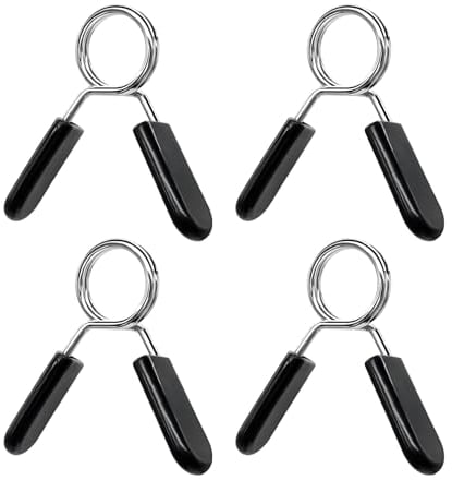 Qiuyan 4pcs Spring Collar Clips 1 inch Dumbbell Barbell Clamp Collars for Many Gym Equipments, Weightlifting Bars, Strength Training etc (25mm)