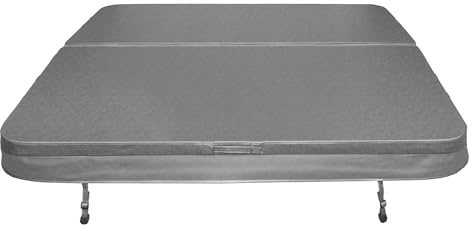 Whirlpool Abdeckung Spa Deckel 2,2m x 2,2m Sichere Outdoor-Schutzhülle Quadratisch Hardtop Wetterfest PVC-Leder UV-schimmel- und flammfest 4 x Abschließbare Gurte mit Schlüsseln 6 x Hebebügel – Grau