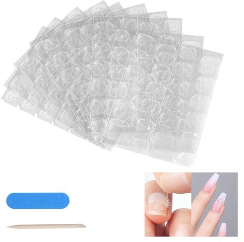 240 Piezas Almohadilla Adhesivo para Uñas de Pegamento Doble Cara, Almohadilla de Gel Transparente Para Uñas, Pegamento Para Decoración de Uñas, Kit de Manicura Con Empujador de CutíCulas Lima de Uñas