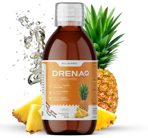 Drenante forte dimagrante Donna Brucia Grassi Potenti Veloci Anticellulite Gambe Detox Depurativo Fegato e Intestino Pancia Piatta e Peso Forma Gusto Ananas 500 ml Made in Italy