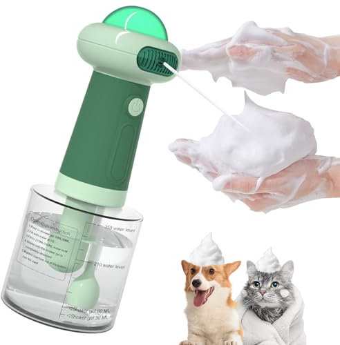 Coocake Electric Dog Shampoo Dispenser,IPX7 Cat Shampoo Sprayer,Pet Bath Supplies Automatic Foaming Shampoo Dispenser for Dog Deep Cleaing,Kitchen Sink，Bathroom Green