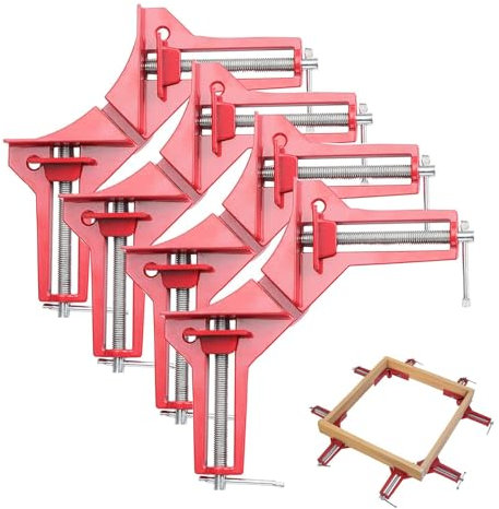 Wenrecu 4pcs Right Angle Clamp Adjustable Wood Vice Miter Clamp for Picture Holder Woodworking Holder 90 Degrees Corner Clamp DIY Hand Tools