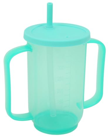 Gobelet à Boire pour Adulte de 350 Ml, Gobelets en Paille à 2 Poignées, Gobelets en Plastique Anti-déversement, Gobelets à Gorgée D'indépendance pour Adultes à mobilité Limitée