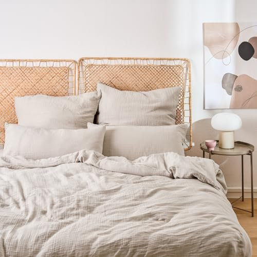 Blumtal Musselin Bettwäsche Kinder 135x100 cm + 40x60 cm - Oeko-TEX zert. Bettwäsche Musselin aus 100% Baumwolle - weiches Kinder Bettwäsche-Set waschbar bei 40 °C - Sommerbettwäsche Kinder Grau