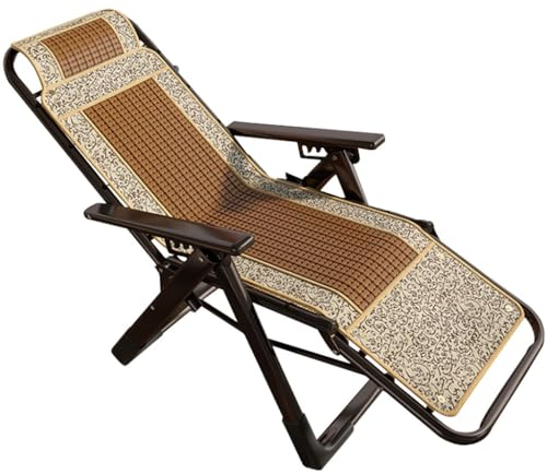 Liegestuhl Patio Liegen Für Die Terrasse Mit Chinesischem Muster, Klappbarer Und Montagefreier Liegestuhl, Ergonomischer Liegestuhl Aus Bambus, Tragfähigkeit 150 Kg/330 Lbs(C)