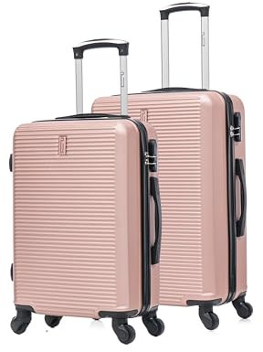 CELIMS - Valise Cabine avec Valise Moyenne Taille | Bagages Cabine + Valise Moyenne Taille | 55cm + 65cm| ABS Rigide et Légère | Cadenas Intégré | Rose Gold