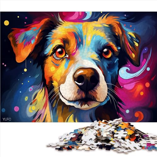 1000 Piece Jigsaw Puzzle,Colorful Jack Russell Terrier wooden puzzle,for Adults Kids 12+,as gifts for the whole family and the。Size: 50X75cm