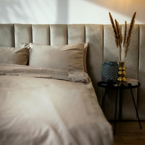 BLUMIS® Bettwäsche Baumwolle 2teilig| Perkal Bettwäsche Set 100% Baumwolle, Öko-Tex Zertifiziert, hochwertig, ganzjährig (Beige, 135 x 200 cm | 40 x 80 cm)