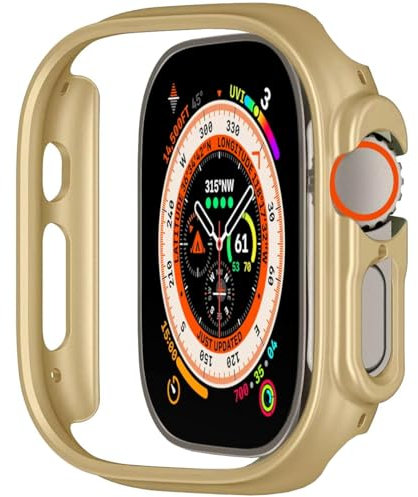 Leotop Compatible con Apple Watch Ultra 2/1, carcasa dura de policarbonato delgado protector de pantalla protector de parachoques protector de pantalla para iWatch Ultra 2/1 (dorado, 49 mm Series