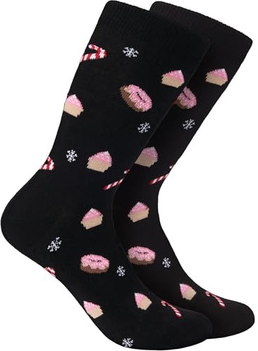 BRUBAKER 6 Paar Weihnachtssocken für Damen und Herren - Süßigkeiten - Baumwolle Socken Weihnachten - Größe 35-40