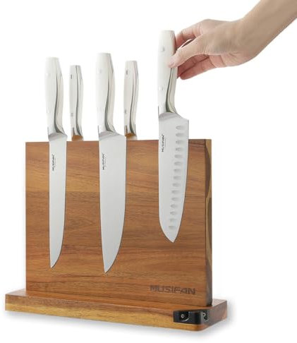 Magnetic Knife Block - Magnetic Knife Holder - Magnetic Knife Stand- Cutlery Display Stand and Storage Rack（sharpener)
