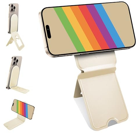 Guyefofo Handy-Ständer, magnetisches Handy-Stativ, umweltfreundliches und schmutzabweisendes Leder, Winkelverstellung und starkes Magnetstativ für iPhone 16/15/14/13/12 (inklusive Metallring) – Khaki