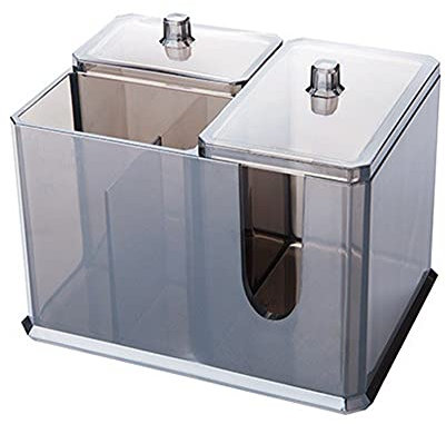 Distributeur de cotons-tiges en acrylique avec couvercles - Gris